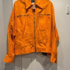 Vintage Bright Orange Women's Zip-Front Jacket